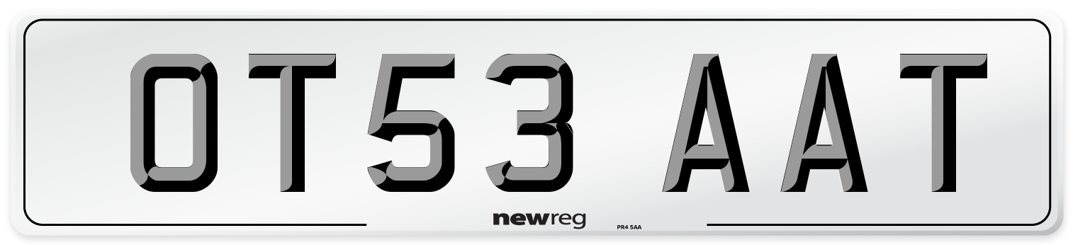 OT53 AAT Number Plate from New Reg